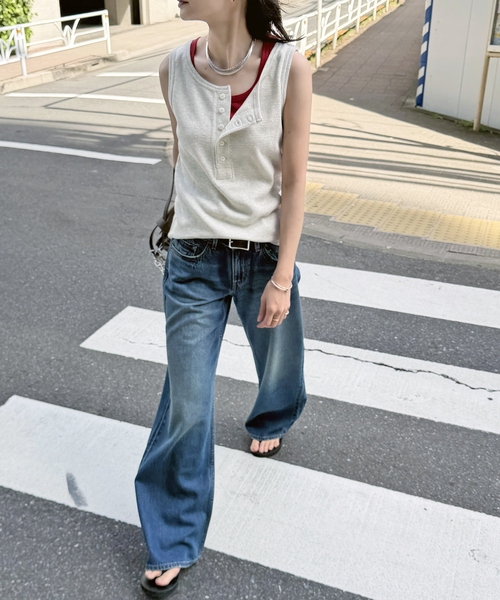 JOURNAL STANDARD（ジャーナルスタンダード）の「別注【FAITH MILLS CORP】ワッフルガゼットPOヘンリータンクトップ（タンクトップ・レディース・アイボリー/パープル/イエロー/ブラック系その他・FREE）」の6枚目の写真
