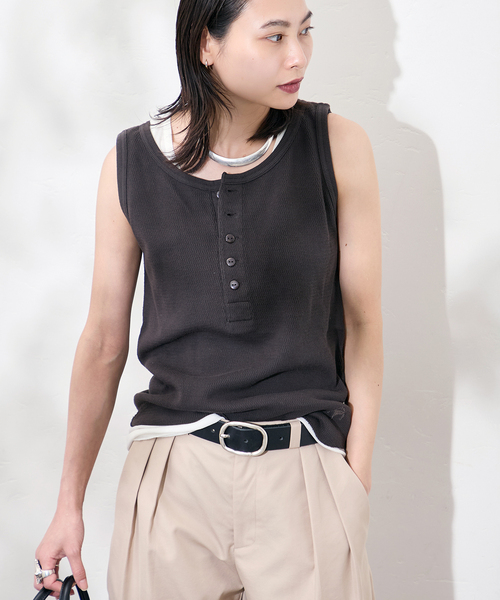 JOURNAL STANDARD（ジャーナルスタンダード）の「別注【FAITH MILLS CORP】ワッフルガゼットPOヘンリータンクトップ（タンクトップ・レディース・アイボリー/パープル/イエロー/ブラック系その他・FREE）」の11枚目の写真