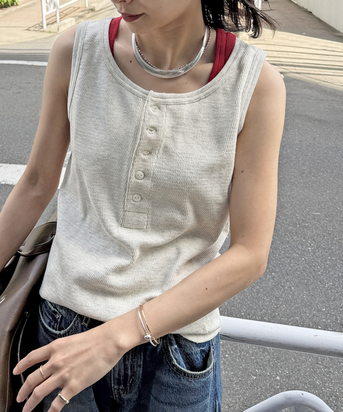 JOURNAL STANDARD（ジャーナルスタンダード）の「別注【FAITH MILLS CORP】ワッフルガゼットPOヘンリータンクトップ（タンクトップ・レディース・アイボリー/パープル/イエロー/ブラック系その他・FREE）」の13枚目の写真