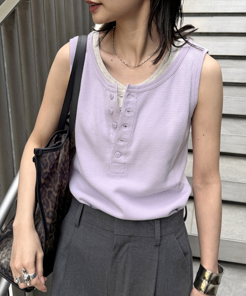 JOURNAL STANDARD（ジャーナルスタンダード）の「別注【FAITH MILLS CORP】ワッフルガゼットPOヘンリータンクトップ（タンクトップ・レディース・アイボリー/パープル/イエロー/ブラック系その他・FREE）」の17枚目の写真