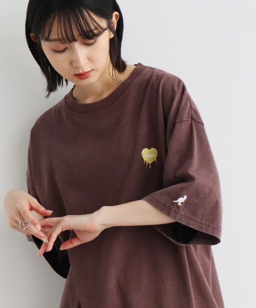 KANGOL(カンゴール)の「【KANGOL/カンゴール】別注 ワンポイント刺繍 ヴィンテージ加工 半袖 Tシャツ(Tシャツ/カットソー・メンズ・ピンク/ネイビー/ブラック/ブラウン・S/M/L/XL)」の3枚目の写真