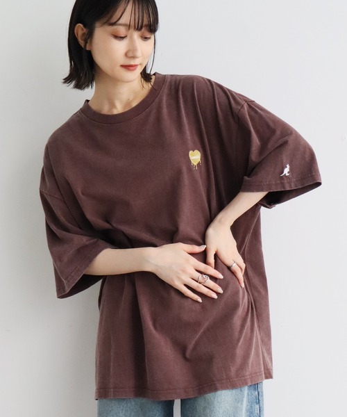 KANGOL(カンゴール)の「【KANGOL/カンゴール】別注 ワンポイント刺繍 ヴィンテージ加工 半袖 Tシャツ(Tシャツ/カットソー・メンズ・ピンク/ネイビー/ブラック/ブラウン・S/M/L/XL)」の12枚目の写真