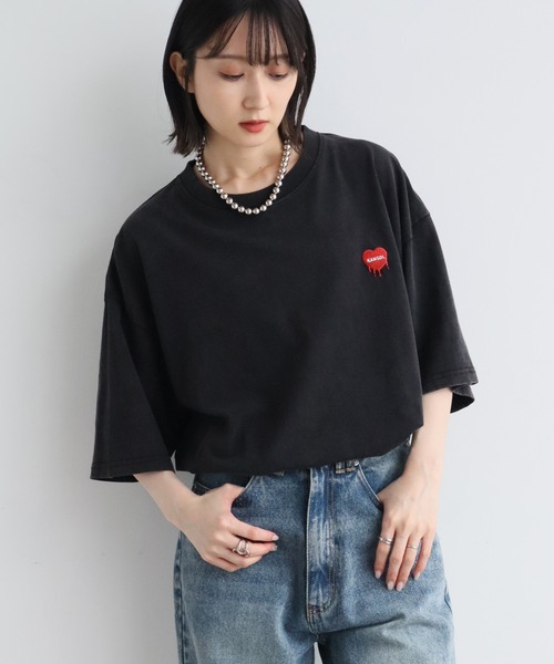 KANGOL(カンゴール)の「【KANGOL/カンゴール】別注 ワンポイント刺繍 ヴィンテージ加工 半袖 Tシャツ(Tシャツ/カットソー・メンズ・ピンク/ネイビー/ブラック/ブラウン・S/M/L/XL)」の9枚目の写真