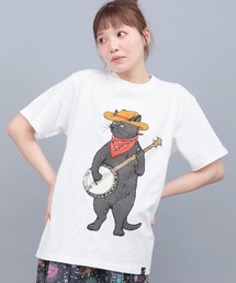 チチカカ | go slow caravan USAコットンバンジョー猫Tシャツ【ユニセックス】(Tシャツ/カットソー)