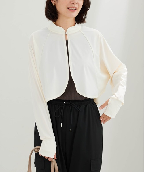BELLUNA PLUS(ベルーナ)の「ヒンヤリ爽快!スタンド衿ボレロ(ポンチョ・レディース・アイボリー/ブラック・X-LARGE/LARGE/MEDIUM)」の2枚目の写真