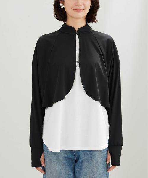 BELLUNA PLUS(ベルーナ)の「ヒンヤリ爽快!スタンド衿ボレロ(ポンチョ・レディース・アイボリー/ブラック・X-LARGE/LARGE/MEDIUM)」の15枚目の写真