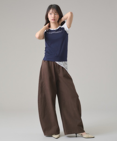 apres jour mignon(アプレジュールミニョン)の「配色ラグランTシャツ(Tシャツ/カットソー・レディース・ピンク/グリーン/ネイビー・フリー/LARGE)」の8枚目の写真