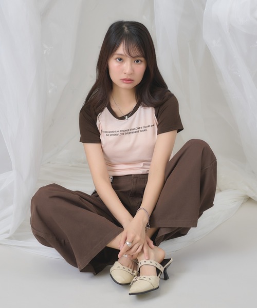 apres jour mignon(アプレジュールミニョン)の「配色ラグランTシャツ(Tシャツ/カットソー・レディース・ピンク/グリーン/ネイビー・フリー/LARGE)」の11枚目の写真