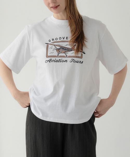 ZAKKA-BOX(ザッカボックス)の「ヴィンテージ風プリントTシャツ(Tシャツ/カットソー・レディース・ベージュ/ホワイト・FREE)」の1枚目の写真