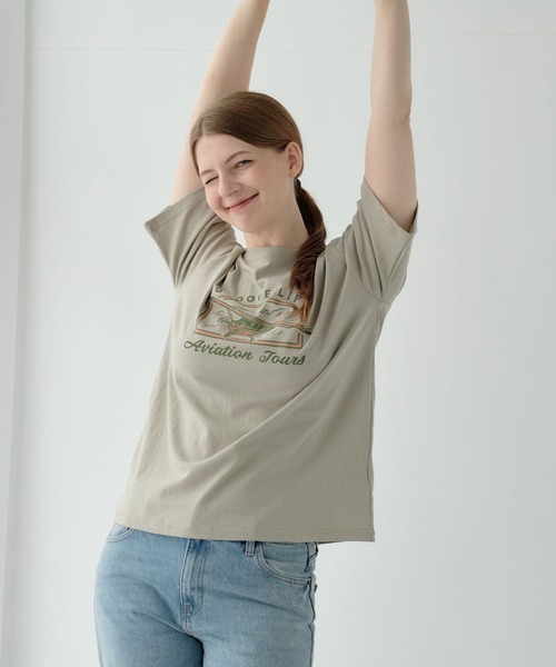 ZAKKA-BOX(ザッカボックス)の「ヴィンテージ風プリントTシャツ(Tシャツ/カットソー・レディース・ベージュ/ホワイト・FREE)」の7枚目の写真