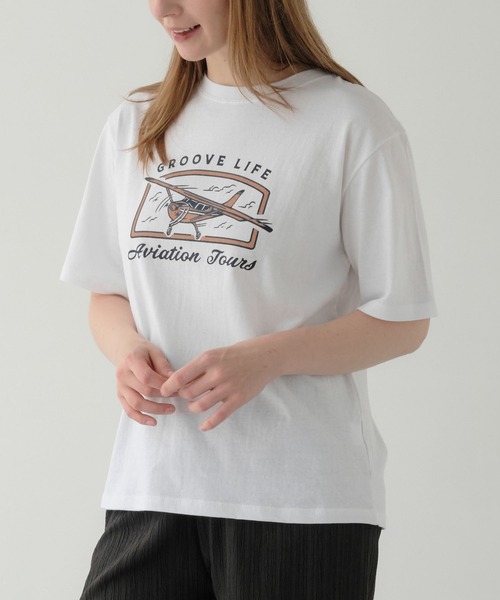 ZAKKA-BOX(ザッカボックス)の「ヴィンテージ風プリントTシャツ(Tシャツ/カットソー・レディース・ベージュ/ホワイト・FREE)」の3枚目の写真
