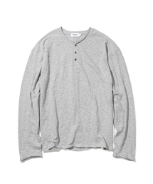 MASSNOUN（マスノウン）の「スラブカットディバイドヘンリーネックロングスリーブMSSLS001-GY（Tシャツ/カットソー）」