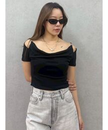 EVRIS | チェーンドレープリブフレンチトップス(Tシャツ/カットソー)