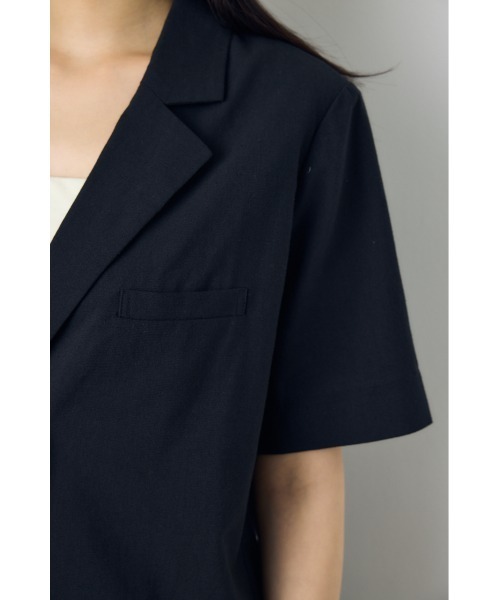 AZUL by moussy(アズールバイマウジー)の「クロップドハーフスリーブジャケット(テーラードジャケット・レディース・ベージュ/ブラック・MEDIUM/SMALL)」の9枚目の写真