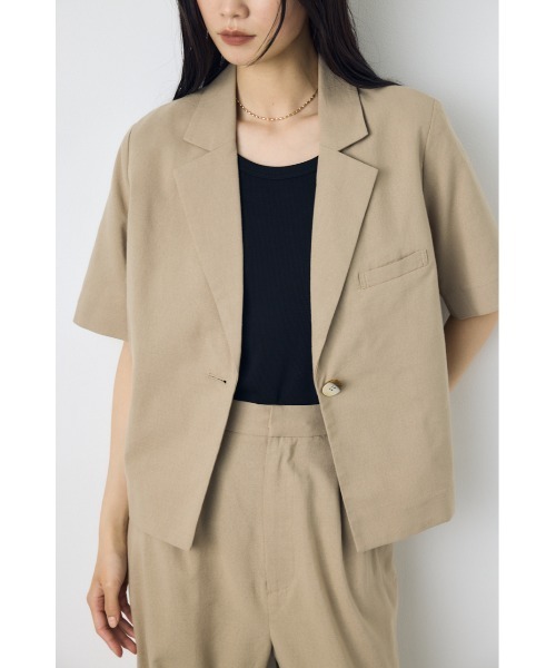 AZUL by moussy(アズールバイマウジー)の「クロップドハーフスリーブジャケット(テーラードジャケット・レディース・ベージュ/ブラック・MEDIUM/SMALL)」の12枚目の写真