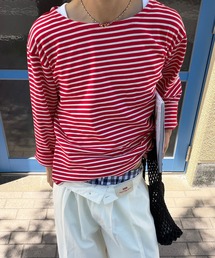 SELAN（セラン）の「【ユニセックス】バックネックブランドタグボーダーロンT（Tシャツ/カットソー）」