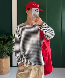 SELAN（セラン）の「【ユニセックス】バックネックブランドタグボーダーロンT（Tシャツ/カットソー）」