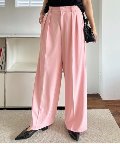 umune(ウムネ)の「スラックス ワイドパンツ セミワイド タック センタープレス ハイウエスト きれいめ オフィス 上品 ボトムス 秋冬(その他パンツ・レディース・ブラウン/ベージュ/ブラック/ベビーピンク・M/L)」の11枚目の写真
