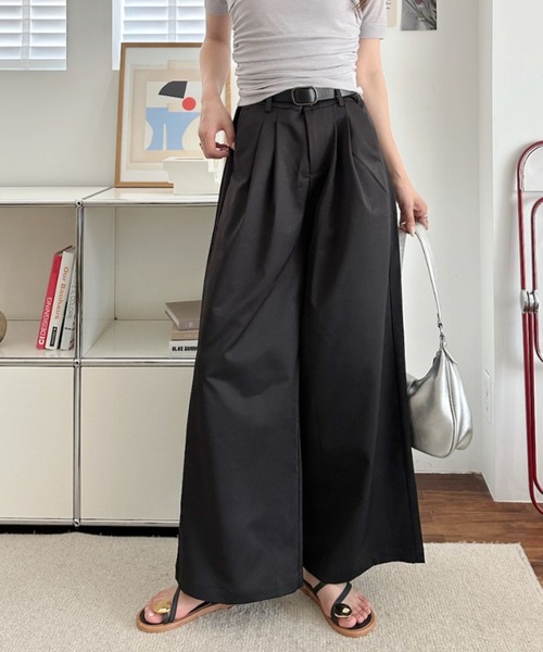 umune(ウムネ)の「スラックス ワイドパンツ セミワイド タック センタープレス ハイウエスト きれいめ オフィス 上品 ボトムス 秋冬(その他パンツ・レディース・ブラウン/ベージュ/ブラック/ベビーピンク・M/L)」の16枚目の写真