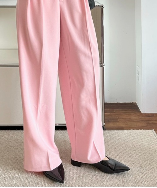 umune(ウムネ)の「スラックス ワイドパンツ セミワイド タック センタープレス ハイウエスト きれいめ オフィス 上品 ボトムス 秋冬(その他パンツ・レディース・ブラウン/ベージュ/ブラック/ベビーピンク・M/L)」の22枚目の写真