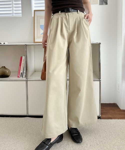 umune(ウムネ)の「スラックス ワイドパンツ セミワイド タック センタープレス ハイウエスト きれいめ オフィス 上品 ボトムス 秋冬(その他パンツ・レディース・ブラウン/ベージュ/ブラック/ベビーピンク・M/L)」の21枚目の写真