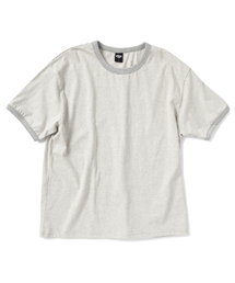 ストライプリンガー半袖Tシャツ-グレー