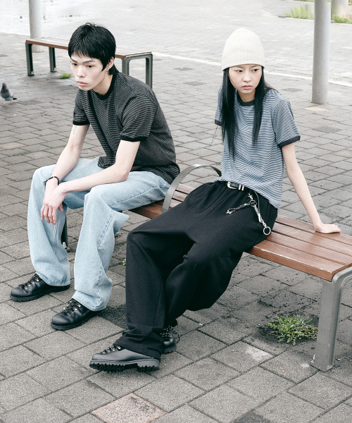 SUPERSUB(スーパーサブ)の「ストライプリンガー半袖Tシャツ-グレー(Tシャツ/カットソー・レディース・その他・SMALL/MEDIUM/LARGE)」の8枚目の写真