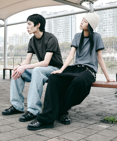 SUPERSUB(スーパーサブ)の「ストライプリンガー半袖Tシャツ-グレー(Tシャツ/カットソー・レディース・その他・SMALL/MEDIUM/LARGE)」の9枚目の写真