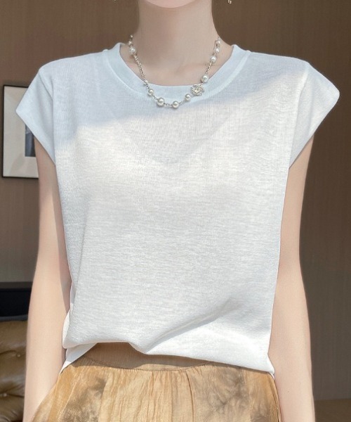 yuue' ( wear )(ユーイ)の「フレンチスリーブサマートップス(Tシャツ/カットソー・レディース・チャコールグレー/レッド/ブラック/ホワイト・FREE)」の13枚目の写真