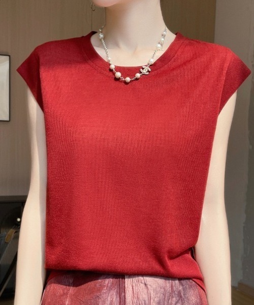 yuue' ( wear )(ユーイ)の「フレンチスリーブサマートップス(Tシャツ/カットソー・レディース・チャコールグレー/レッド/ブラック/ホワイト・FREE)」の10枚目の写真