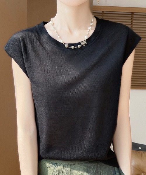 yuue' ( wear )(ユーイ)の「フレンチスリーブサマートップス(Tシャツ/カットソー・レディース・チャコールグレー/レッド/ブラック/ホワイト・FREE)」の11枚目の写真