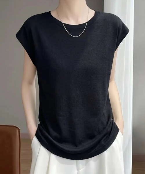 yuue' ( wear )(ユーイ)の「フレンチスリーブサマートップス(Tシャツ/カットソー・レディース・チャコールグレー/レッド/ブラック/ホワイト・FREE)」の15枚目の写真