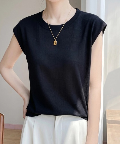 yuue' ( wear )(ユーイ)の「フレンチスリーブサマートップス(Tシャツ/カットソー・レディース・チャコールグレー/レッド/ブラック/ホワイト・FREE)」の16枚目の写真