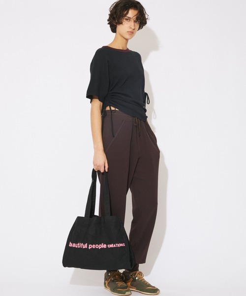 beautiful people(ビューティフルピープル)の「brushed logo mini leisure bag(トートバッグ・レディース・ブラック/ネイビー系1/ナチュラル/オリーブ/ブラウン・FREE)」の7枚目の写真