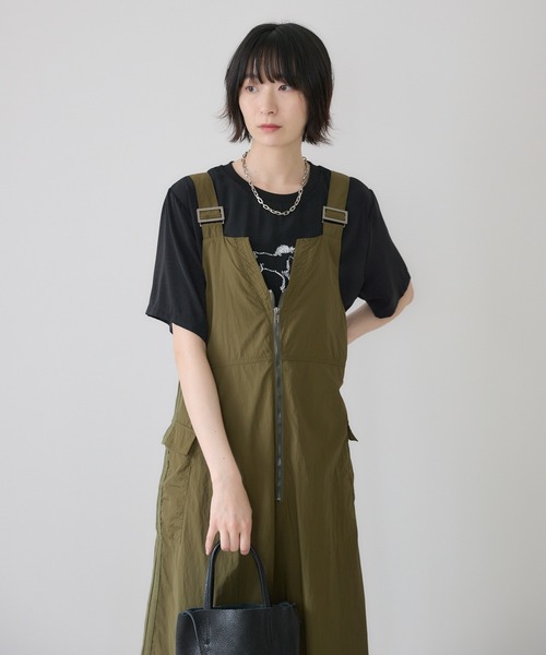 Paradise Picnic(パラダイスピクニック)の「33℃ サイドテープドロストジャンスカ(ジャンパースカート・レディース・ベージュ/カーキ/ブラック・FREE)」の9枚目の写真
