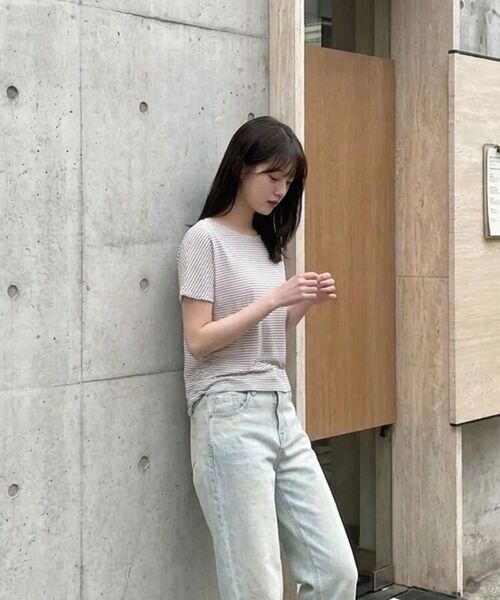 BIBYSEOB（バイバイソプ）の「ドルマンストライプTシャツホワイト[T62]（Tシャツ/カットソー・レディース・ホワイト・FREE）」の6枚目の写真