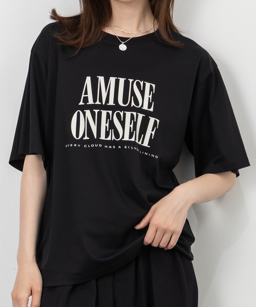 MAISONCOMFY (メゾンコンフィ)の「【接触冷感 ビッグロゴTシャツ】大胆な配色ロゴ使い(Tシャツ/カットソー・レディース・ブラック/ホワイト/カーキ・FREE)」の3枚目の写真