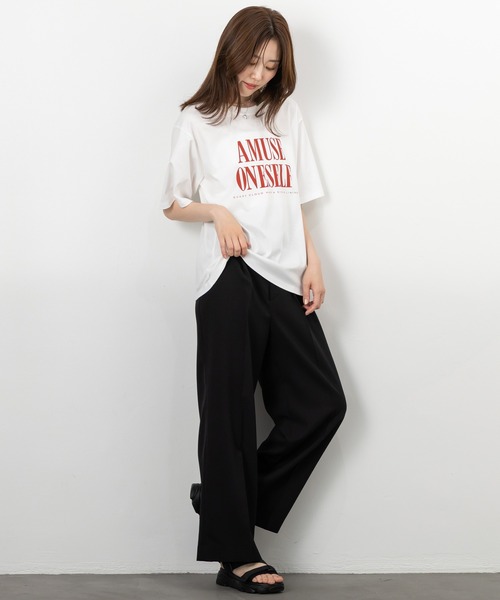 MAISONCOMFY (メゾンコンフィ)の「【接触冷感 ビッグロゴTシャツ】大胆な配色ロゴ使い(Tシャツ/カットソー・レディース・ブラック/ホワイト/カーキ・FREE)」の4枚目の写真