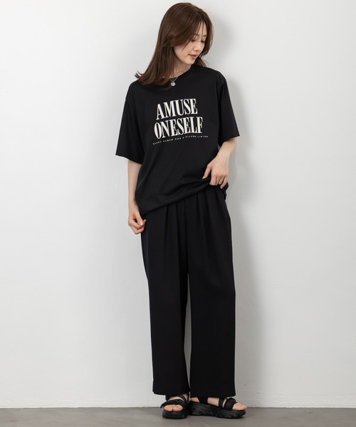 MAISONCOMFY (メゾンコンフィ)の「【接触冷感 ビッグロゴTシャツ】大胆な配色ロゴ使い(Tシャツ/カットソー・レディース・ブラック/ホワイト/カーキ・FREE)」の5枚目の写真