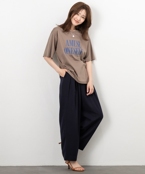 MAISONCOMFY (メゾンコンフィ)の「【接触冷感 ビッグロゴTシャツ】大胆な配色ロゴ使い(Tシャツ/カットソー・レディース・ブラック/ホワイト/カーキ・FREE)」の6枚目の写真