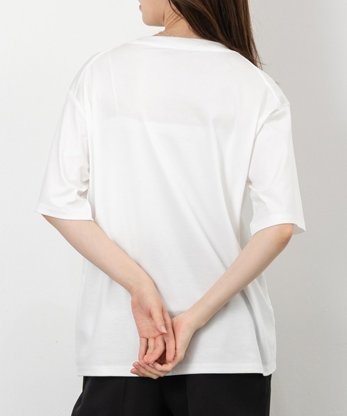 MAISONCOMFY (メゾンコンフィ)の「【接触冷感 ビッグロゴTシャツ】大胆な配色ロゴ使い(Tシャツ/カットソー・レディース・ブラック/ホワイト/カーキ・FREE)」の9枚目の写真