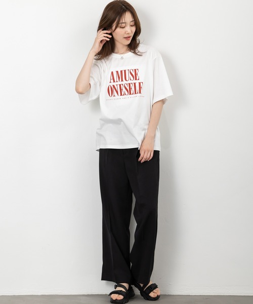 MAISONCOMFY (メゾンコンフィ)の「【接触冷感 ビッグロゴTシャツ】大胆な配色ロゴ使い(Tシャツ/カットソー・レディース・ブラック/ホワイト/カーキ・FREE)」の10枚目の写真