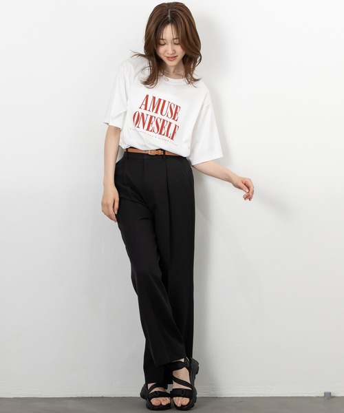 MAISONCOMFY (メゾンコンフィ)の「【接触冷感 ビッグロゴTシャツ】大胆な配色ロゴ使い(Tシャツ/カットソー・レディース・ブラック/ホワイト/カーキ・FREE)」の15枚目の写真