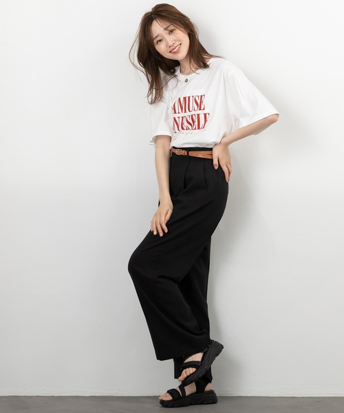 MAISONCOMFY (メゾンコンフィ)の「【接触冷感 ビッグロゴTシャツ】大胆な配色ロゴ使い(Tシャツ/カットソー・レディース・ブラック/ホワイト/カーキ・FREE)」の16枚目の写真
