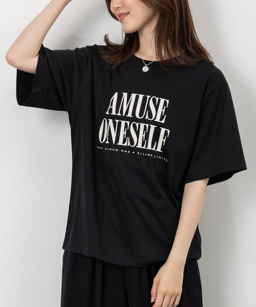 MAISONCOMFY (メゾンコンフィ)の「【接触冷感 ビッグロゴTシャツ】大胆な配色ロゴ使い(Tシャツ/カットソー・レディース・ブラック/ホワイト/カーキ・FREE)」の19枚目の写真