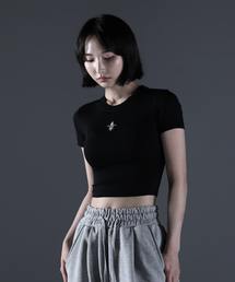 CARMID（カミド）の「(W) ノーブルクロップ半袖 [ブラック]（Tシャツ/カットソー）」