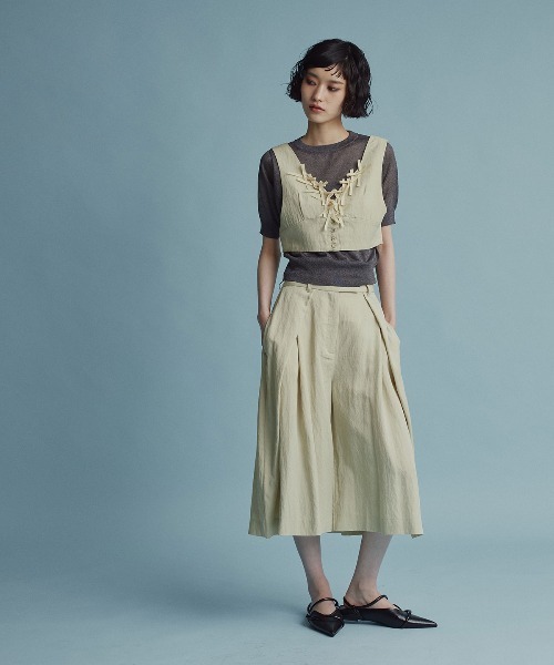 W:Huku(フーク)の「【W:Huku / ドライタッチツイル】リボンビスチェ / Dry-Touch Twill Ribbon Bustier(ベスト・レディース・ブラック/ベージュ・M/L)」の8枚目の写真