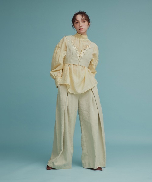 W:Huku(フーク)の「【W:Huku / ドライタッチツイル】リボンビスチェ / Dry-Touch Twill Ribbon Bustier(ベスト・レディース・ブラック/ベージュ・M/L)」の10枚目の写真