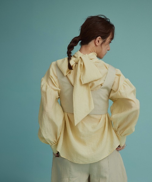 W:Huku(フーク)の「【W:Huku / ドライタッチツイル】リボンビスチェ / Dry-Touch Twill Ribbon Bustier(ベスト・レディース・ブラック/ベージュ・M/L)」の20枚目の写真
