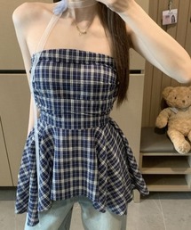イレヘムチェックベアトップ